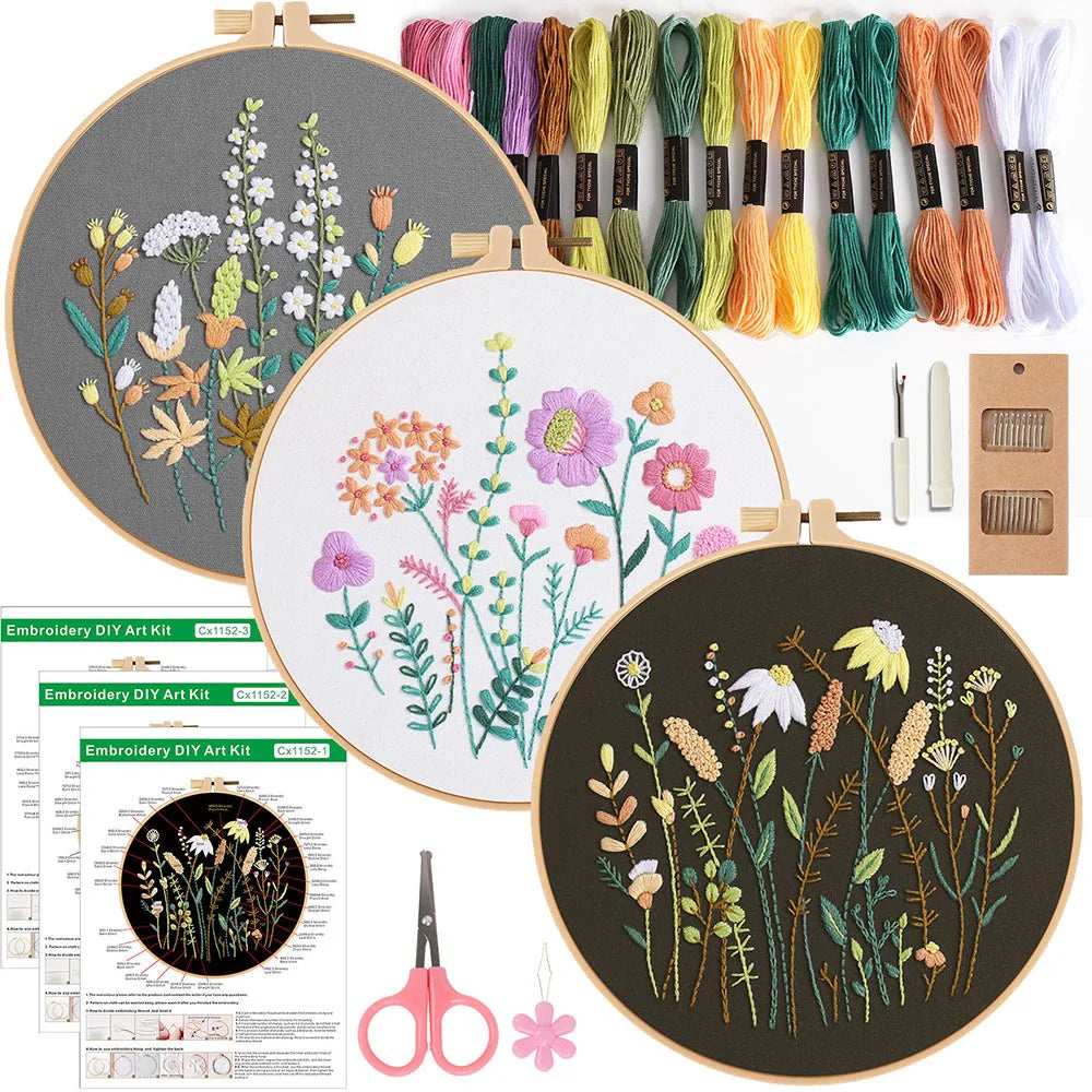 3/4pcs Beginner Embroidery Starter Kit
