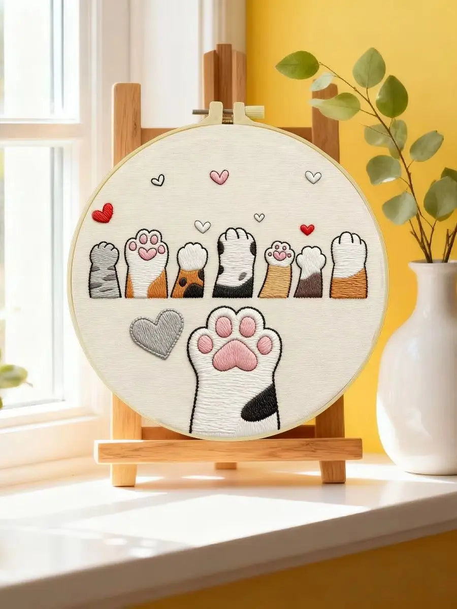 Cute Cat Paws Embroidery Kit