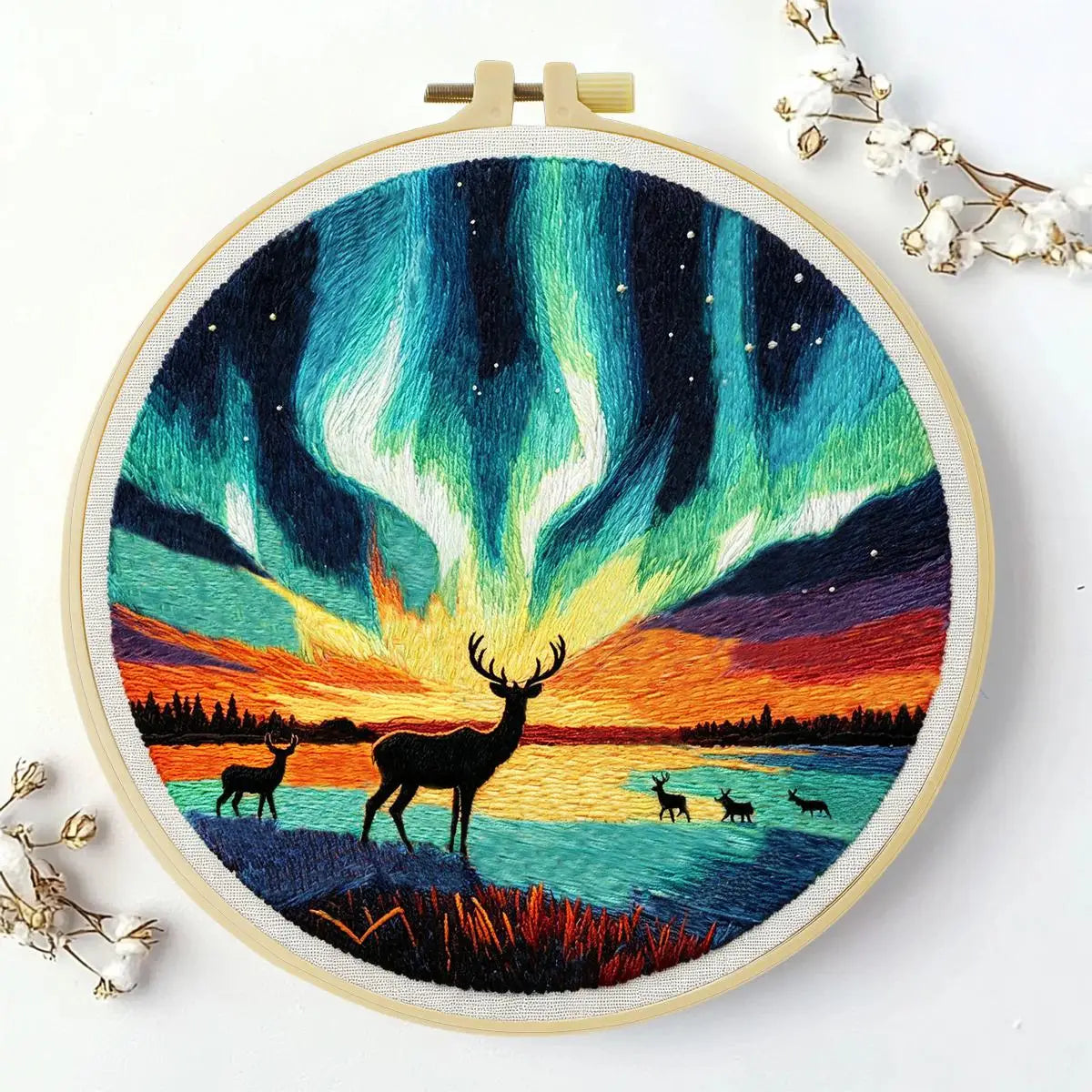 Northern Lights Deer Embroidery Kit