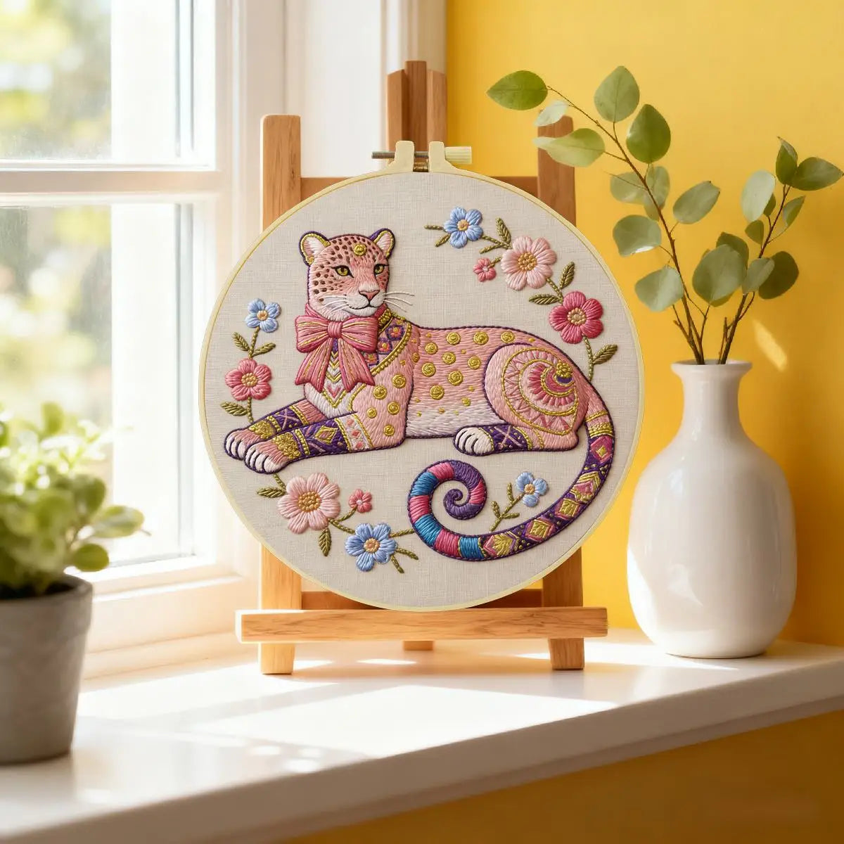 Blush Leopard Embroidery Kit