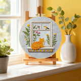 Window Cat Embroidery Kit – Cozy Birdwatching Kitty DIY Hand Embroidery Hoop Art Set