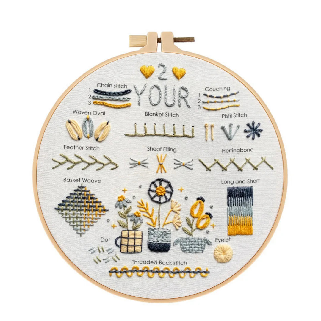 3-Piece Beginner Embroidery Stitch Learning Kit