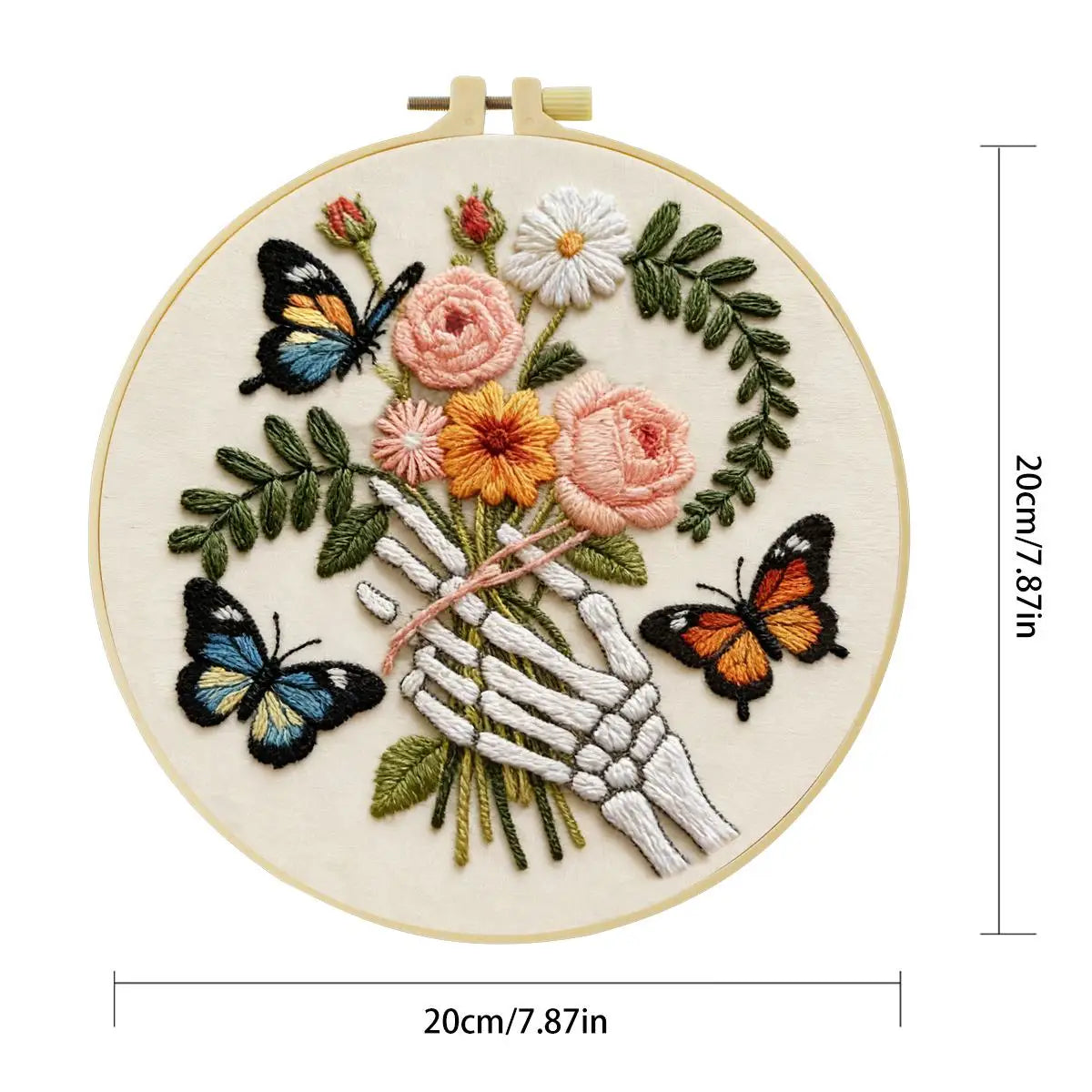 Skeleton Hand Floral Bouquet Embroidery Kit 🦋💐💀