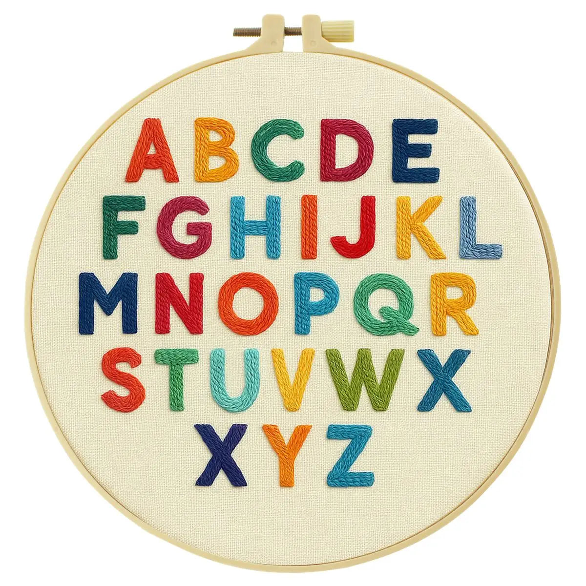 Alphabet Learning Embroidery Kit – Colorful ABC DIY Hand Embroidery Hoop Art Set