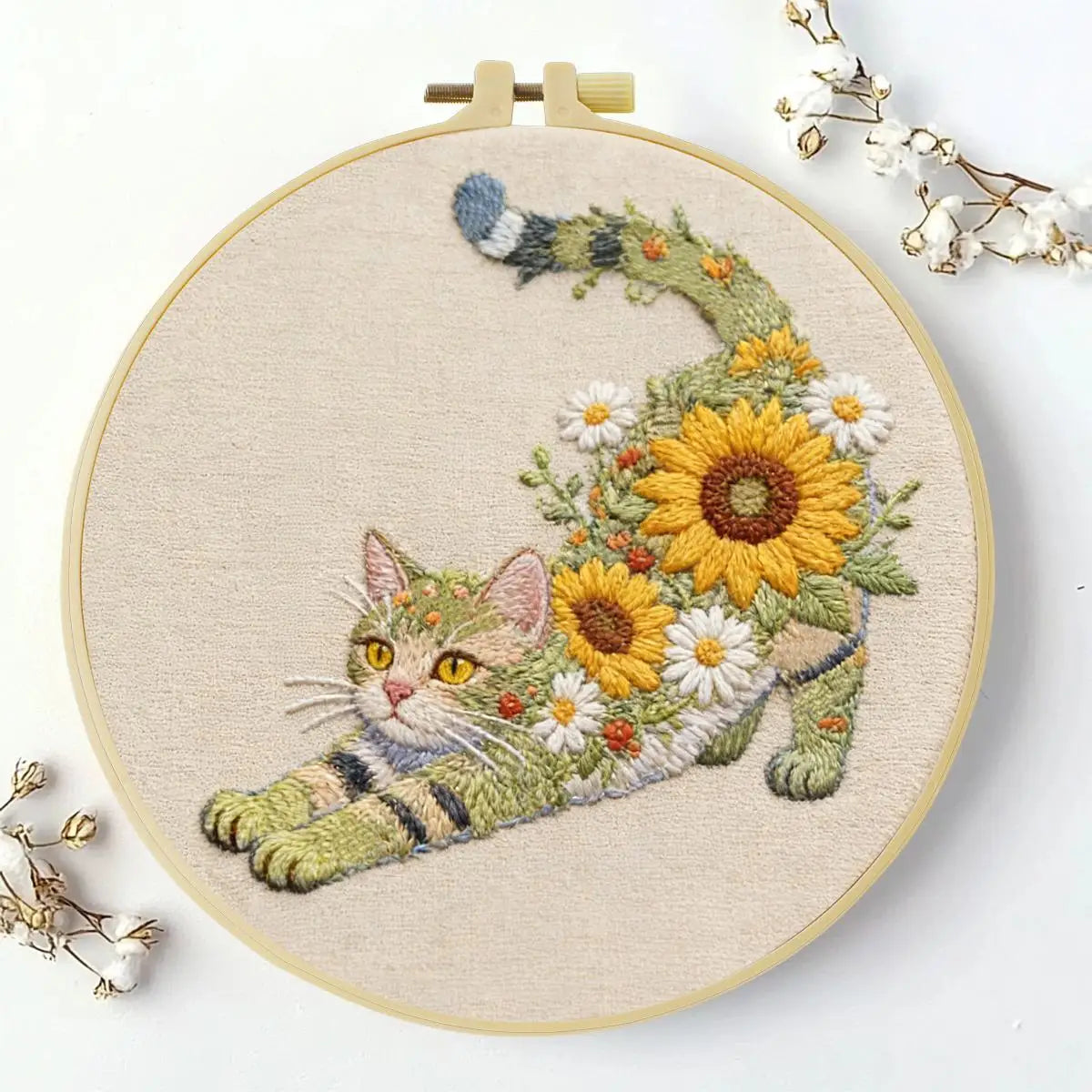 Sunflower Cat Embroidery Kit