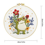 Cute Frog Embroidery Kit – Whimsical Floral Frog DIY Hand Embroidery Hoop Art Set