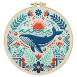 Folk Art Whale & Ocean Floral Embroidery Kit