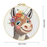 Handmade Floral Donkey Embroidery Hoop Wall Art – Cute Farm Animal Nursery Decor