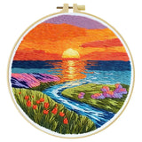 Vibrant Sunset Meadow Embroidery Kit