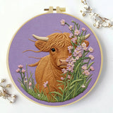 Highland Cow & Wildflowers Embroidery Kit