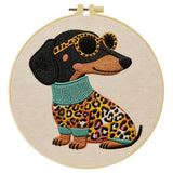 Leopard Chic Dachshund Embroidery Kit