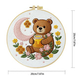 Moonlit Honey Bear Embroidery Kit – Cute Teddy Bear DIY Hand Embroidery Hoop Art Set