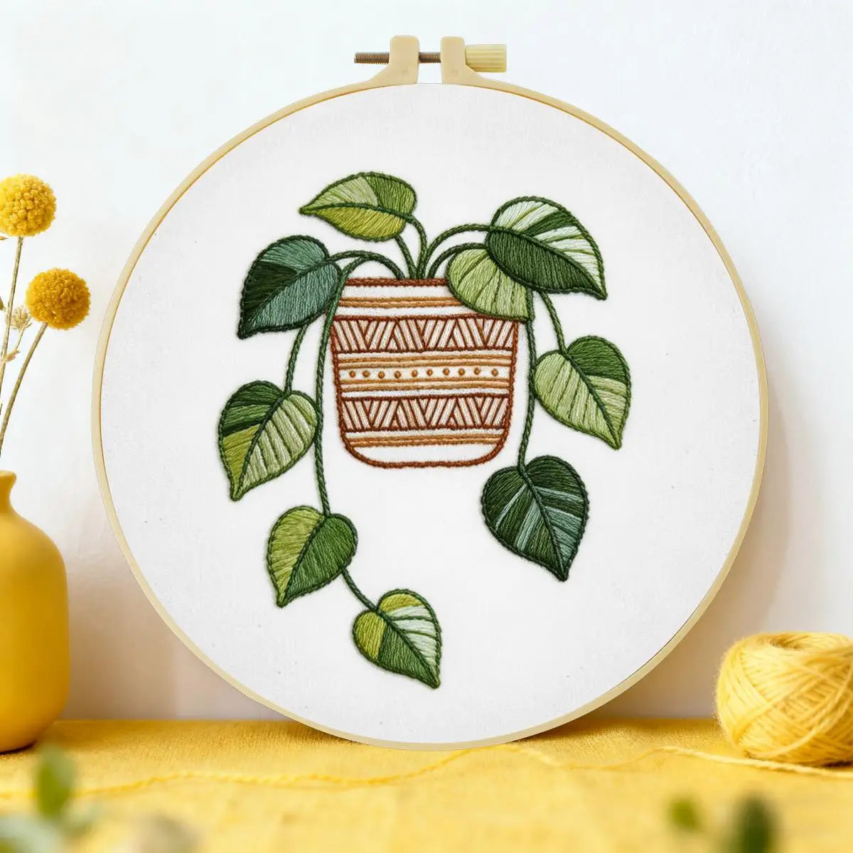 Hanging Pothos Plant Embroidery Kit