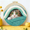 Cozy Blanket Kitten Embroidery Kit 🐱🩵🧵