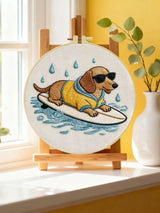 Surfing Dachshund Embroidery Kit