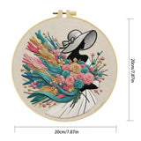 Elegant Floral Lady Embroidery Kit – Vintage Fashion DIY Hand Embroidery Set 👒🌸✨