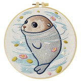 Cute Baby Seal Embroidery Kit – Kawaii Ocean Animal DIY Hand Embroidery Set