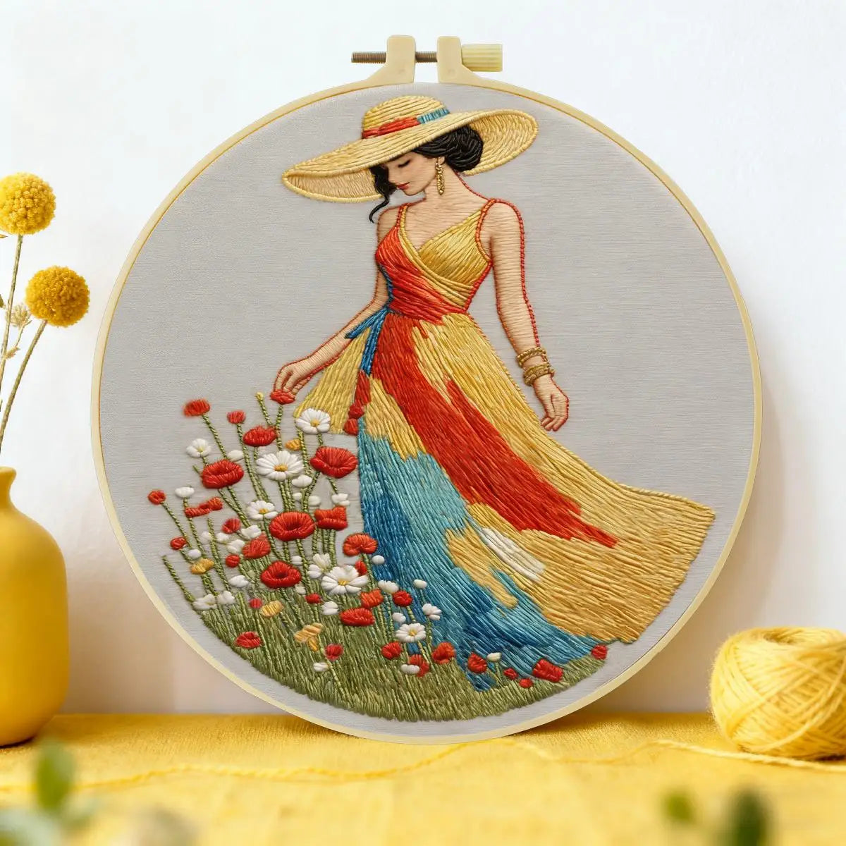 Summer Meadow Lady Embroidery Kit