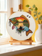 Sunset Fisherman Fish Embroidery Kit