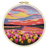 Sunset Tulip Fields Embroidery Kit