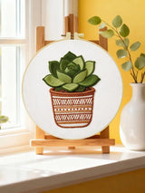 Green Succulent Plant Embroidery Kit