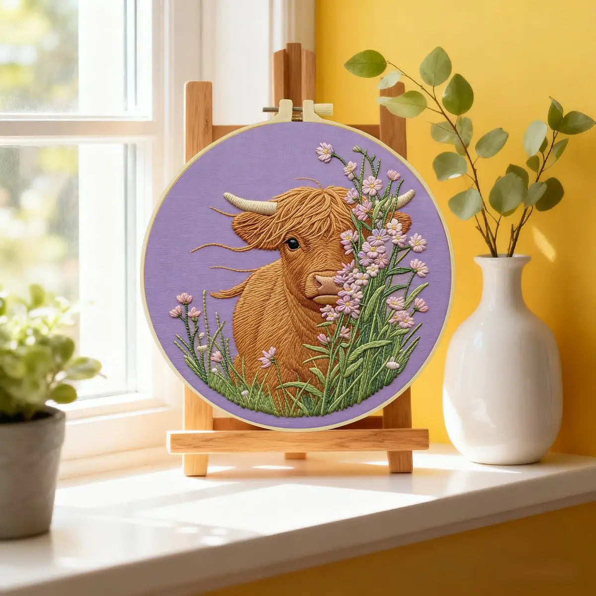 Highland Cow & Wildflowers Embroidery Kit