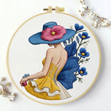 Blue Hat Lady Embroidery Kit