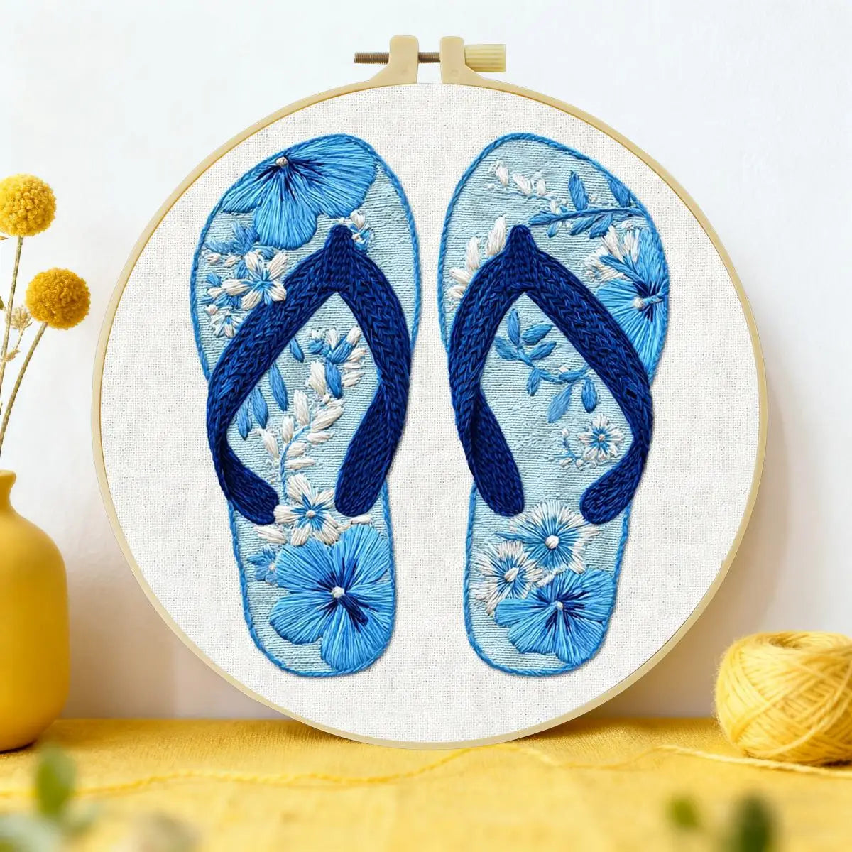 Coastal Blue Flip-Flops Embroidery Kit 🌊🩴