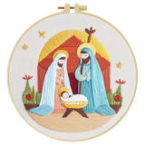 Nativity Scene Embroidery DIY Kit – Christmas Religious Beginner Stitching Kit with Hoop, Pattern & Threads