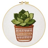 Green Succulent Plant Embroidery Kit