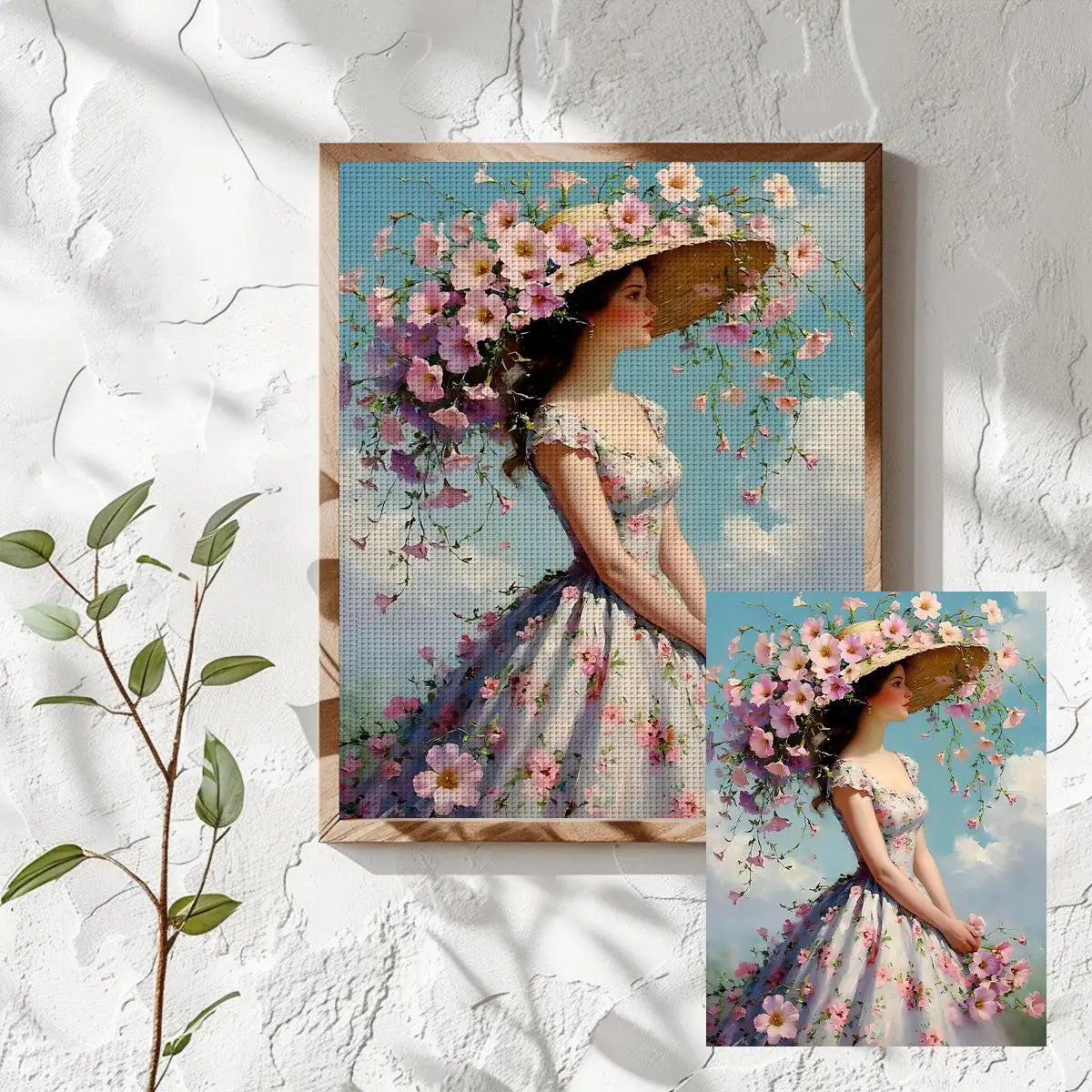 Floral Hat Lady Cross Stitch Kit 🌸👒🧵