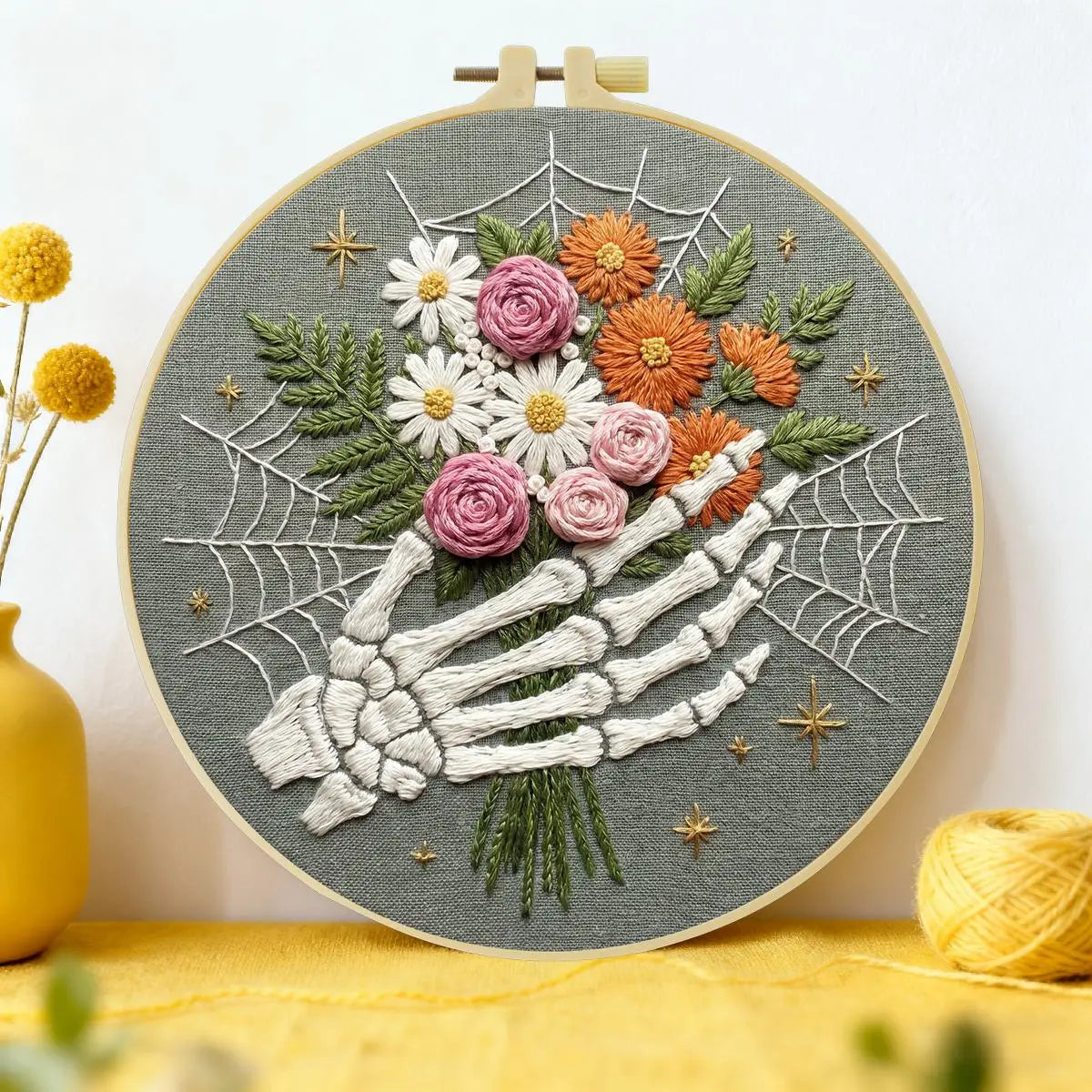 Floral Skeleton Hand Embroidery Kit