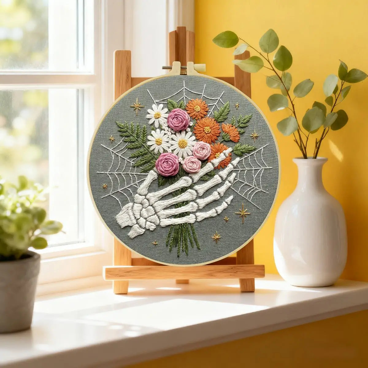 Floral Skeleton Hand Embroidery Kit