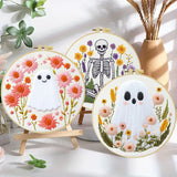 Floral Ghosts & Skeleton Embroidery Kit – 3 Designs