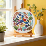 Tropical Macaw Embroidery Kit – Colorful Parrot DIY Hand Embroidery Hoop Art Set
