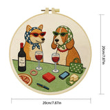 Wine & Whiskers Embroidery Kit – Stylish Dog Friends DIY Hand Embroidery Set 🍷🐶✨