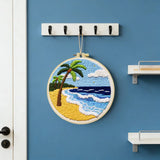20X20CM/7.87inch Beach punch needle embroidery set kit Stitch Embroidery Knitted embroidery DIY handmade gift Needle Art
