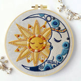 Sun & Moon Embroidery Kit – Celestial Harmony DIY Hand Embroidery Hoop Art Set