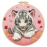 Snow White Tiger Cub Embroidery Kit 🐯🤍🌸