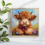 Cute Highland Cow Cross Stitch Kit 🐮🌸💜✨
