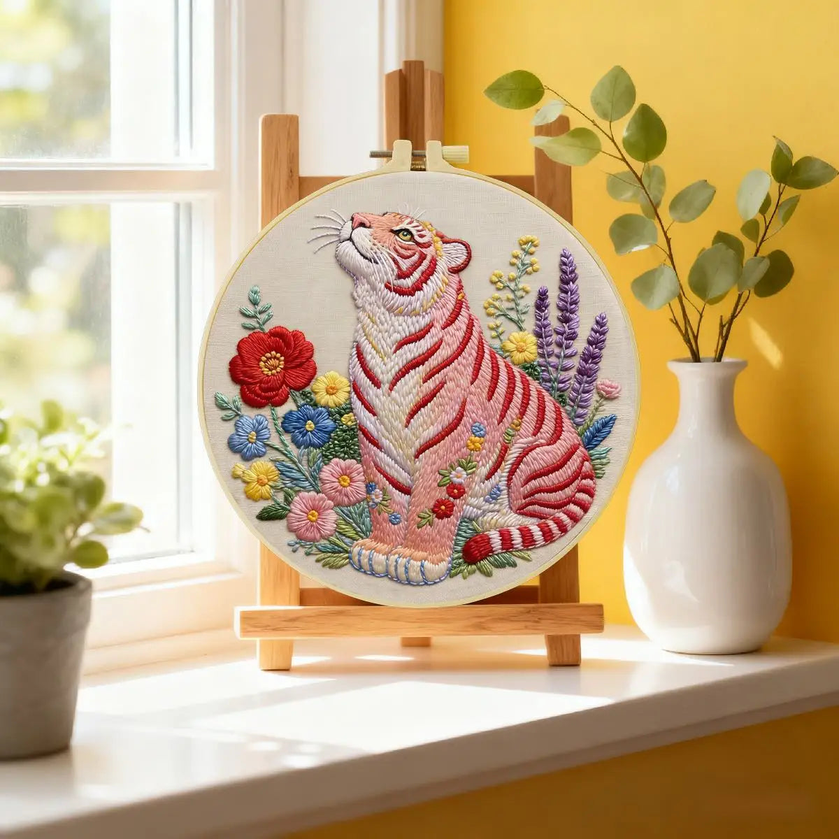 Pink Tiger Garden Embroidery Kit