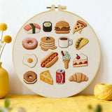 Food Lover Embroidery Kit – Cute Snacks & Treats DIY Hand Embroidery Hoop Art Set
