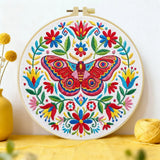 Colorful Folk Moth & Floral Embroidery Kit