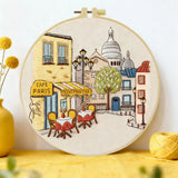 Montmartre Café Embroidery Kit – Paris Street DIY Hand Embroidery Hoop Art Set