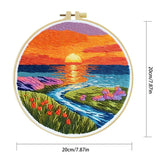 Vibrant Sunset Meadow Embroidery Kit