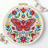 Colorful Folk Moth & Floral Embroidery Kit