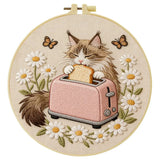 Toast-Loving Cat Embroidery Kit