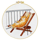 Lazy Summer Cat Embroidery Kit