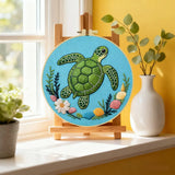 Sea Turtle Embroidery Kit – Coastal Ocean & Seashell Design