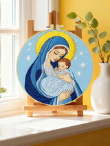 Virgin Mary & Baby Jesus Embroidery Starter Kit DIY – Beginner Religious Hand Embroidery Kit with Sacred Art Design